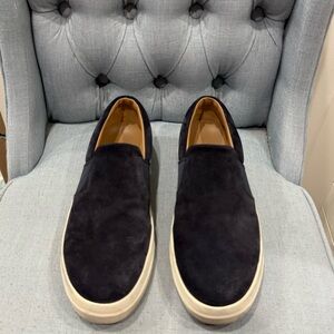 Vince Men's Navy Blue Suede Slip-On Shoes